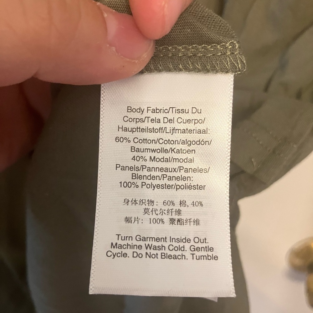DKNY blouson style shirt dress in olive green tie waist - Picture 8 of 9
